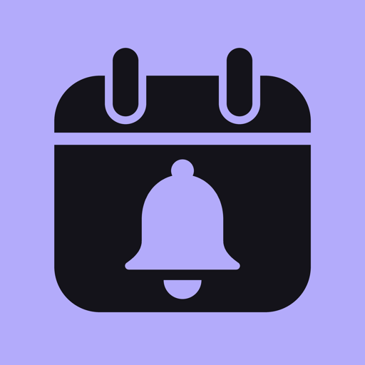 CalChime app icon: a calendar with a bell on a purple tile